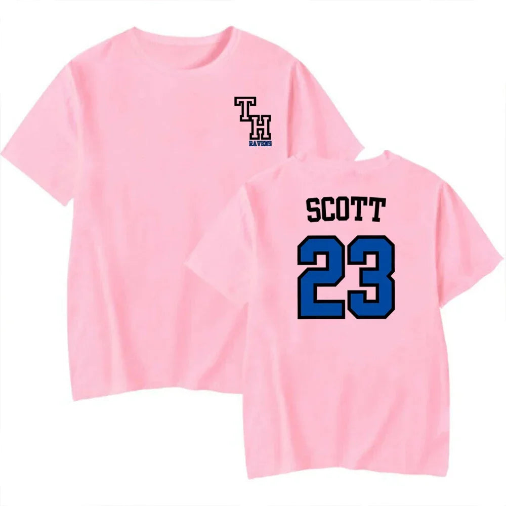 TREE HILL RAVENS Scott 23 T-shirt Front and Back Print Shirt One Tree Hill Shirts Nathan Scott Tee North Carolina Tops