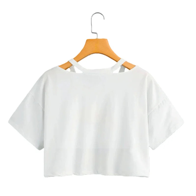Women's Letter I Love Me Print Short Sleeve Crop Tops for Summer and Spring 90s Y2K Style Cropped T Shirt Clothes
