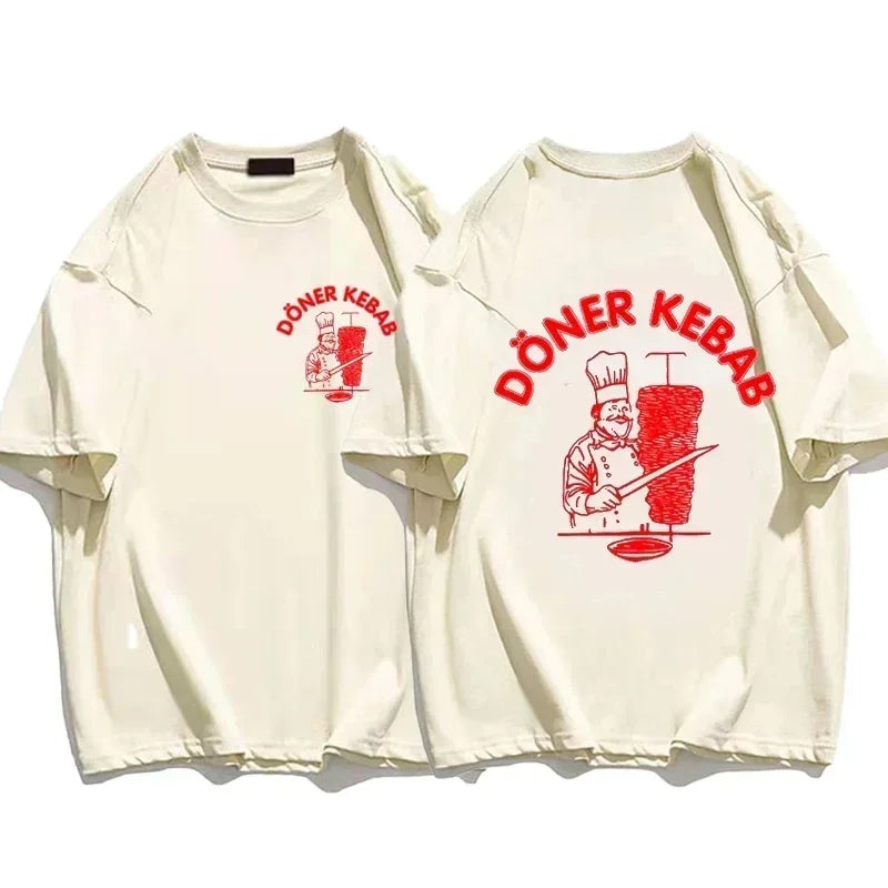 Summer Sporty T-Shirts Doner Kebab Print Pure Female Clothing Short Sleeve Tops Funny Women T Shirt Vintage Unisex Top Tees