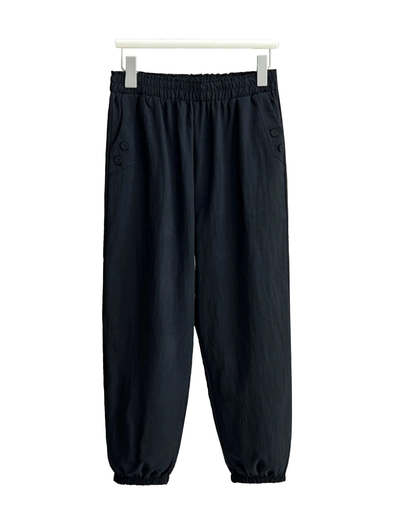 Women's Casual Pants Elastic Waist Solid Color Pockets